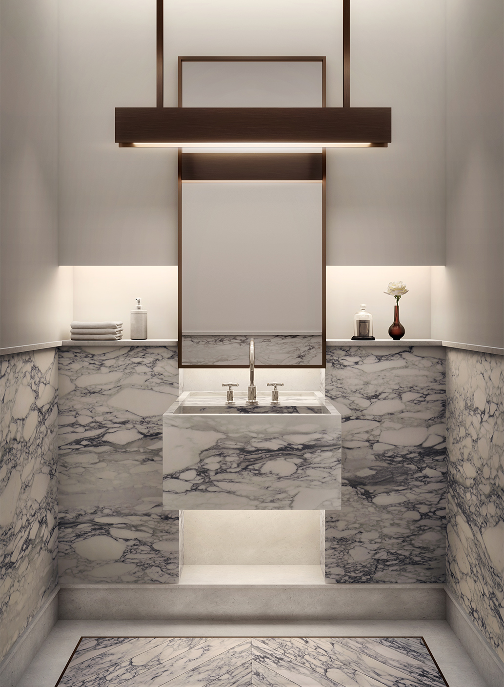 Bathroom vanity made of marble